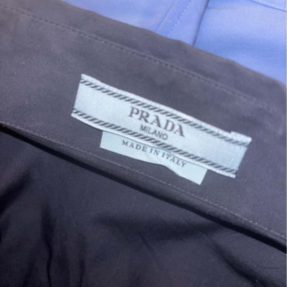 Prada Women's Black and Blue Button Down Shirt